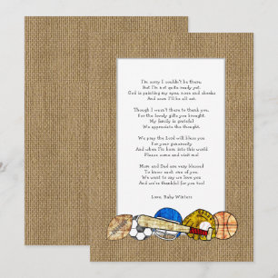 Baby Dusche Gedicht Dankeschön Notizen, rustikale  Einladung