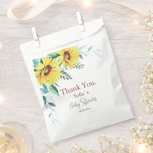 Baby Dusche Gefallen Taschen mit Aquarellblumen. Geschenktütchen (Ausgeschnitten)
