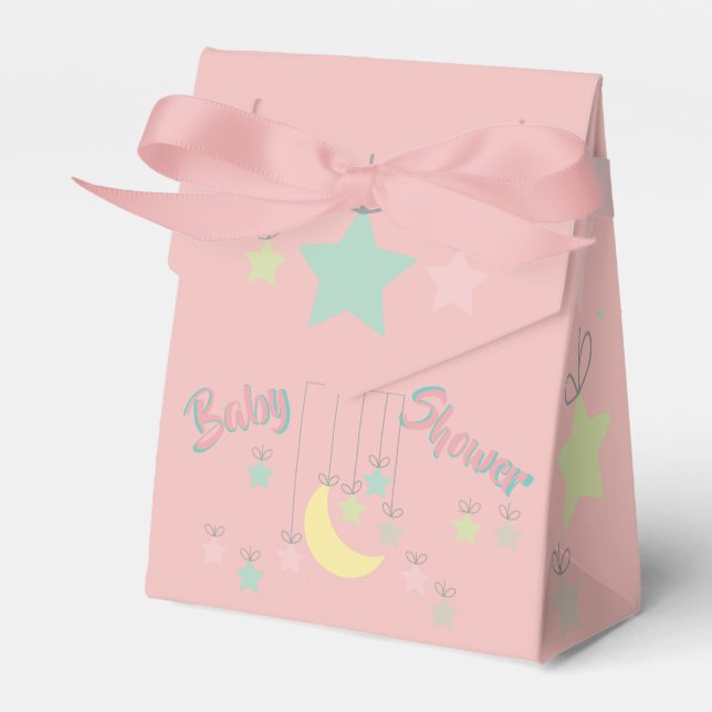 Baby Dusche Gefälligkeitsbox mit Sonne, Mond, Ster Geschenkschachtel (Vorderseite)