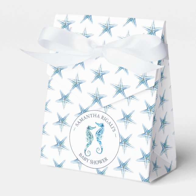 Baby Dusche Gefälligkeitsboxen Wasserfarbe Strand Geschenkschachtel (Vorderseite)