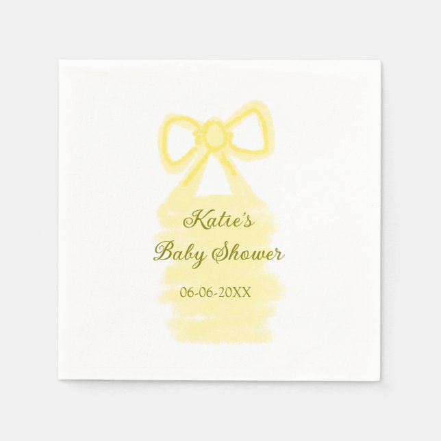 Baby Dusche gelb Bogen Wasserfarbe elegant Serviette (Vorderseite)