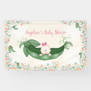 Baby Dusche Girl Sweet Pea Pink Bow Peapod Banner