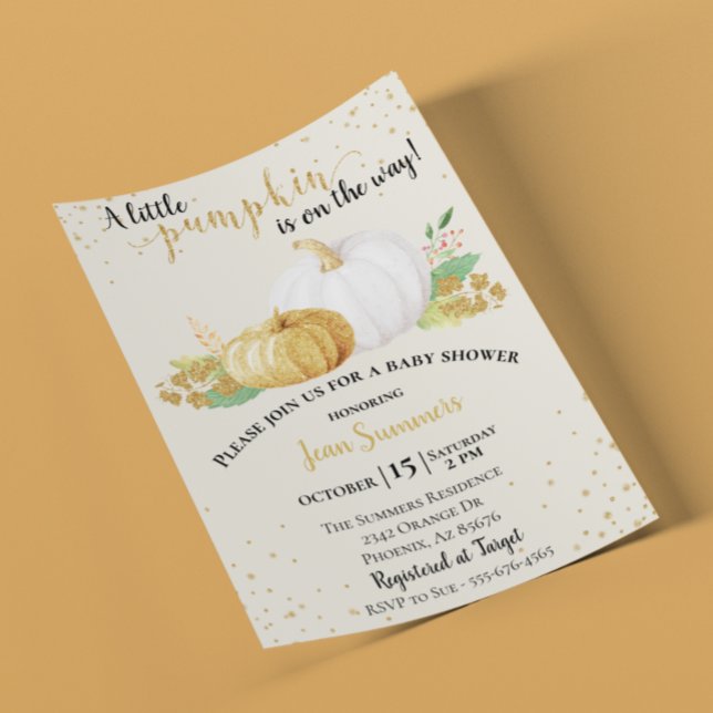 Baby Dusche Gold Glitzer White Pumpkin Herbst (Von Creator hochgeladen)