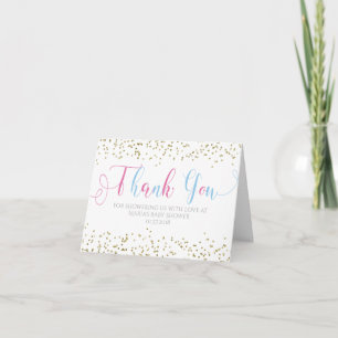 Baby Dusche Gold Pink Blue Boy Girl Vielen Dank Dankeskarte