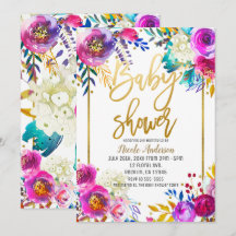 Baby Dusche Gold Skript Bold Aquarell Floral