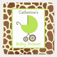 Baby Dusche Green Carriage & Giraffe Print