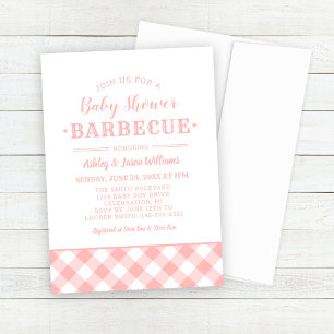 Baby Dusche GRILLEN Blush Pink Gingham Kariert Einladung