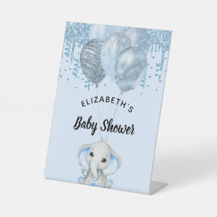 Baby Dusche hellblaue Elefantenjunge Ballons Sockelschild