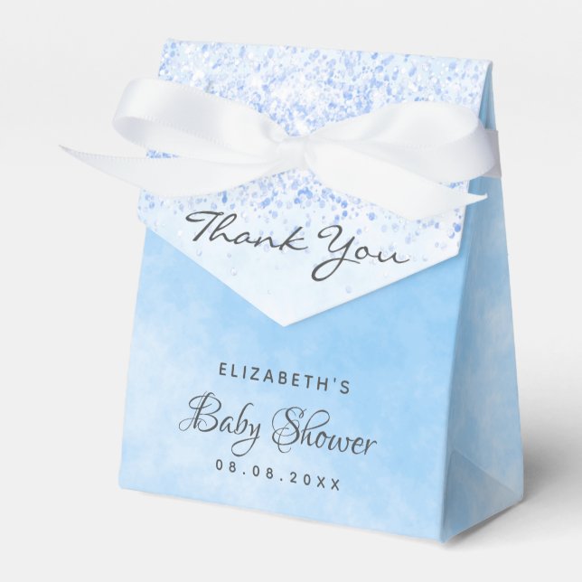 Baby Dusche hellblauer Junge vielen Dank Geschenkschachtel (Vorderseite)