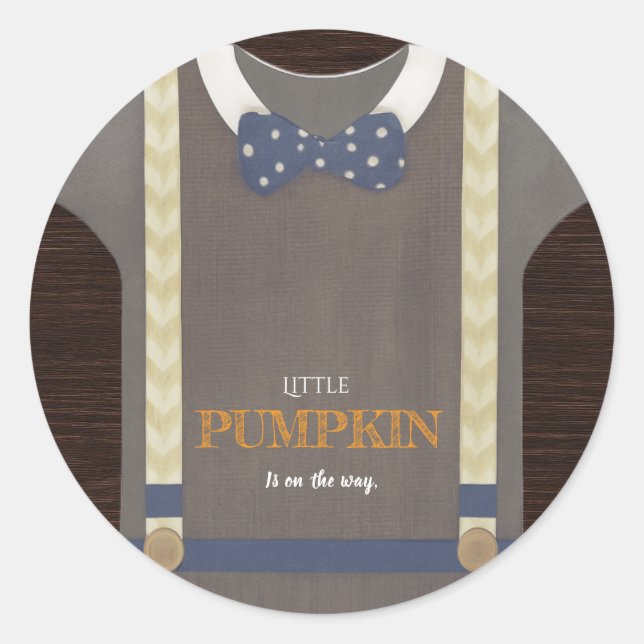 Baby Dusche Herbst blauer Bodysuit Runder Aufkleber (Vorderseite)