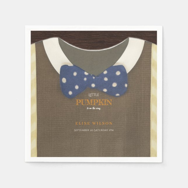 Baby Dusche Herbst blauer Bodysuit Serviette (Vorderseite)