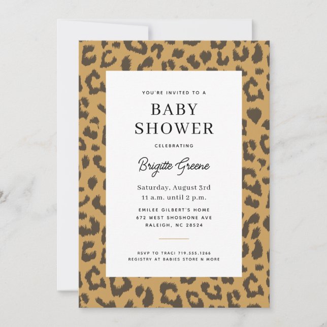 Baby-Dusche in Beige und Braun Einladung (Vorderseite)