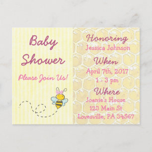 Baby Dusche in Gelb und Rosa Hummel Einladung