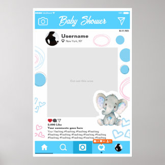 Baby Dusche individuelle Selfie Frame Elefante Poster