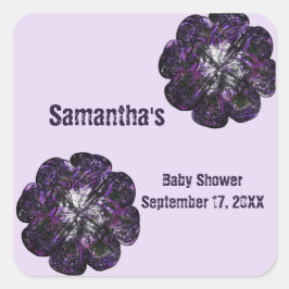 Baby Dusche Keepake Purple Flowers Baby Girl Quadratischer Aufkleber