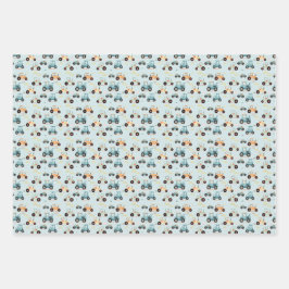 Baby Dusche kleines Traktormuster Geschenk Geschenkpapier Set