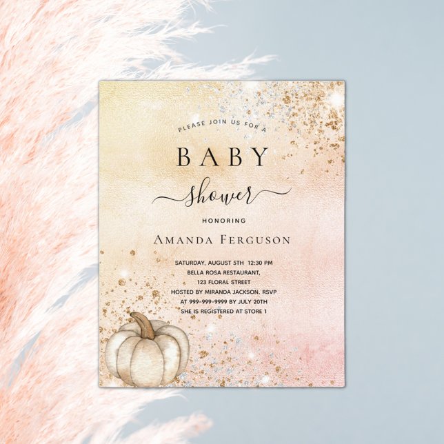 Baby Dusche Kürbis Rose Gold Einladung Flyer (Von Creator hochgeladen)