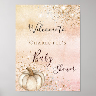 Baby Dusche Kürbis Rose Gold Glitzer Herbst willko Poster