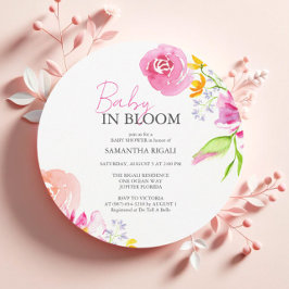 Baby Dusche lädt Pink Baby in Bloom ein Einladung