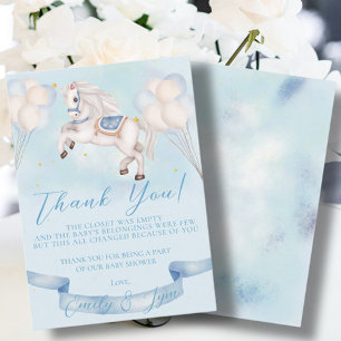 Baby Dusche Mairytale Pony Stars Blue Balloons Begleitkarte
