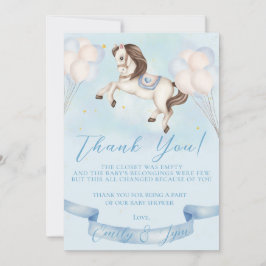 Baby Dusche Mairytale Pony Stars Blue Balloons Dankeskarte