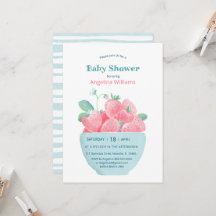 Baby Dusche mit niedlichen Erdbeeren