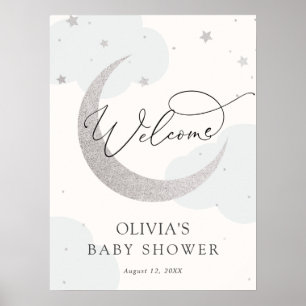 Baby Dusche Moon and Stars Begrüßungszeichen Poster