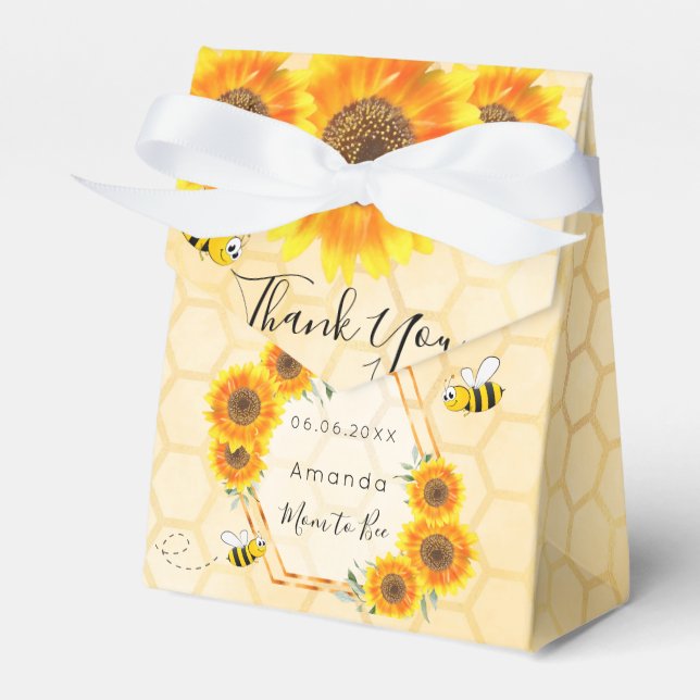 Baby Dusche Mutter zu Bienen Sonnenblumen Danke Geschenkschachtel (Vorderseite)