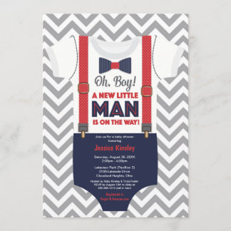Baby-Dusche, Navy Blue und Red Einladung