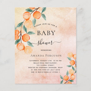 Baby Dusche Orangen Rose Gold Einladung Flyer