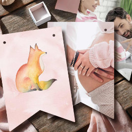 Baby Dusche Party Decke Aquarell Holzfuchs Wimpelkette