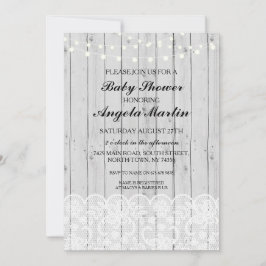 Baby Dusche Party Grau Wood Lace Einladung