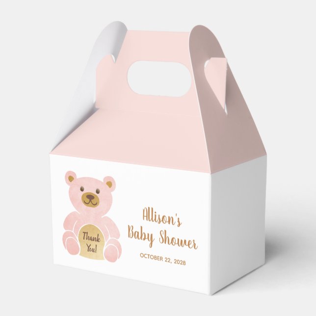 Baby Dusche Pink Teddy Bär Vielen Dank Geschenkschachtel (Vorderseite)