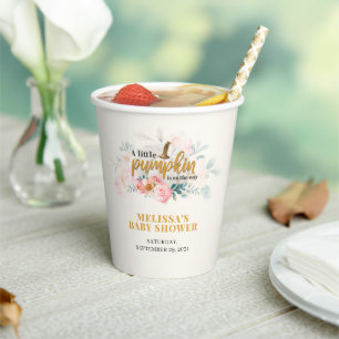 Baby Dusche Pumpkin Wasserfarbenfloral Pappbecher