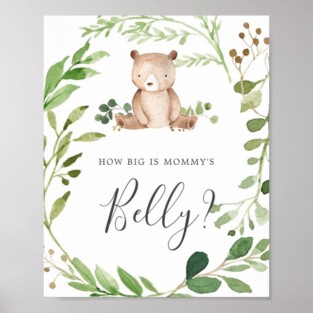 Baby-Dusche Ratet wie groß ist Mama's Bauch Poster (Vorne)