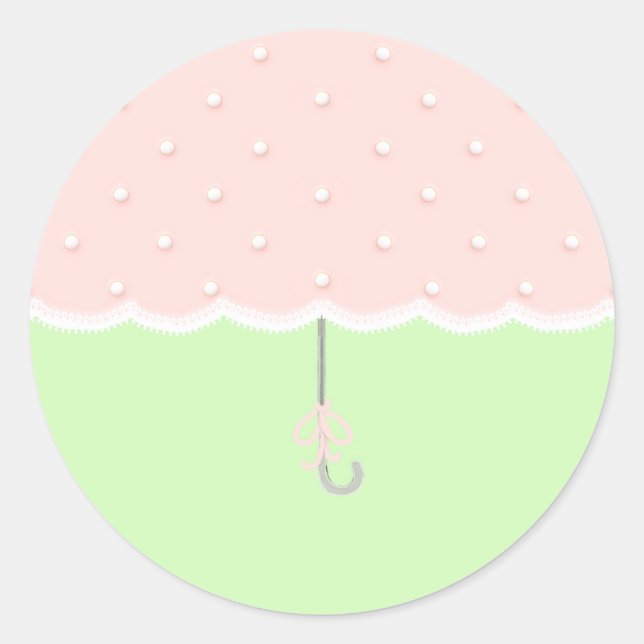 Baby Dusche Regenschirm Runder Aufkleber (Vorderseite)
