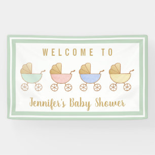 Baby Dusche Retro Carriage Parade Willkommen Banner