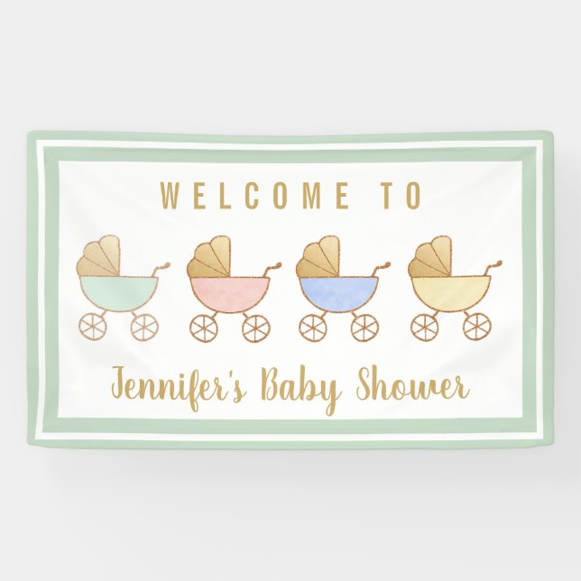 Baby Dusche Retro Carriage Parade Willkommen Banner (Horizontal)