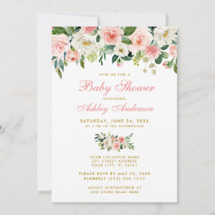 Baby Dusche Rosa Bläserweiße Gold Einladung GP
