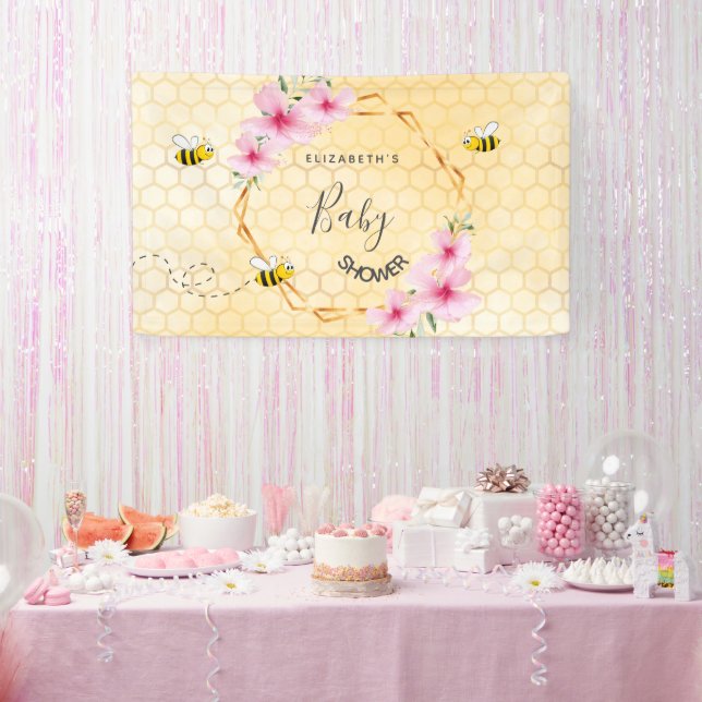 Baby Dusche rosa Blüten Honigwabenmutter zu sein Banner (Party)