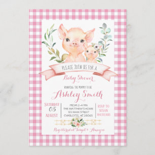 Baby-Dusche Rosa Einladung