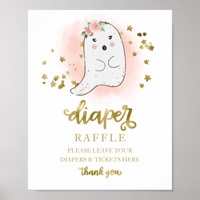 Baby Dusche Rosa Gold Windeln Raffle Spielzeichen Poster (Vorne)