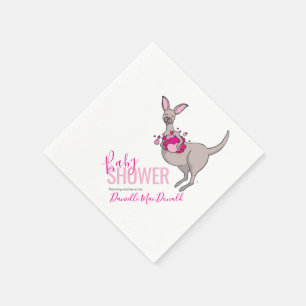 Baby Dusche rosa Herz Känguru Papierservietten