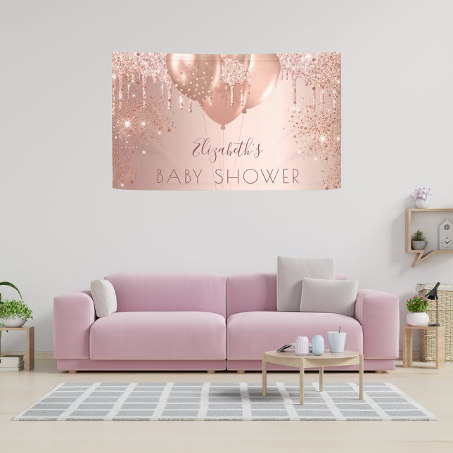 Baby Dusche Rose Gold Glitzer Ballons Mädchen Banner (Von Creator hochgeladen)