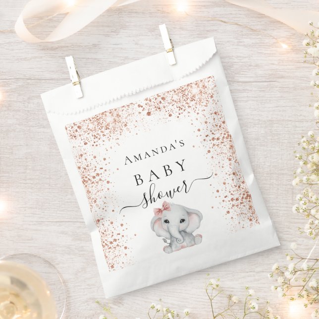 Baby Dusche Rose Gold Glitzer Elefantenballons Geschenktütchen (Ausgeschnitten)
