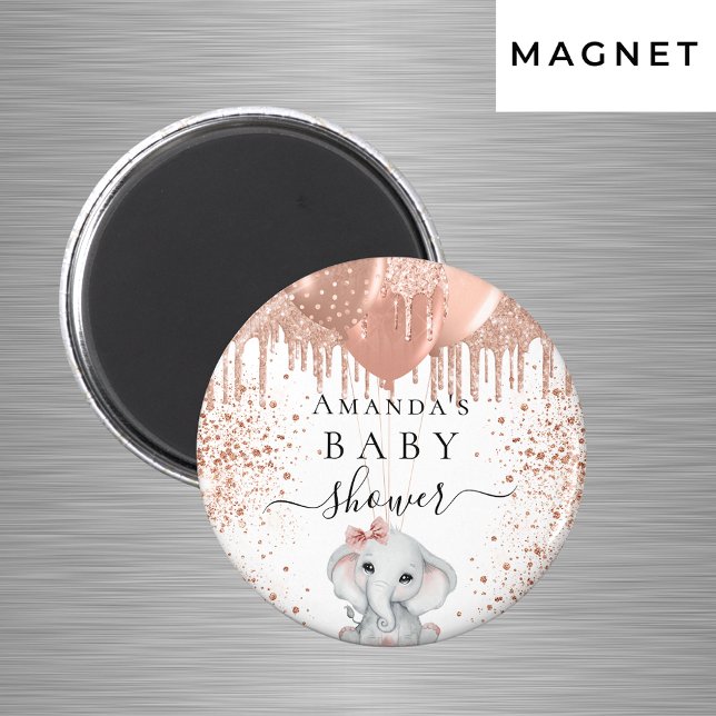 Baby Dusche Rose Gold Glitzer Elefantenballons Magnet (Von Creator hochgeladen)