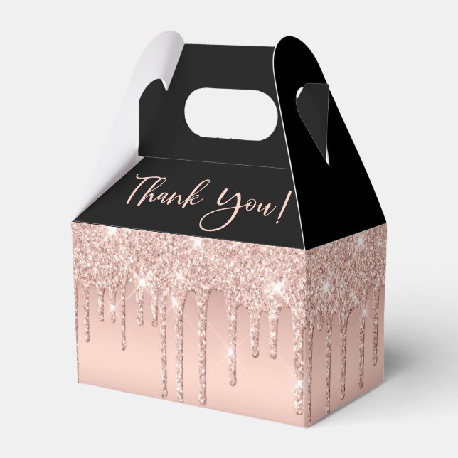 Baby Dusche Rose Gold Glitzer Vielen Dank Geschenkschachtel (Vorderseite)