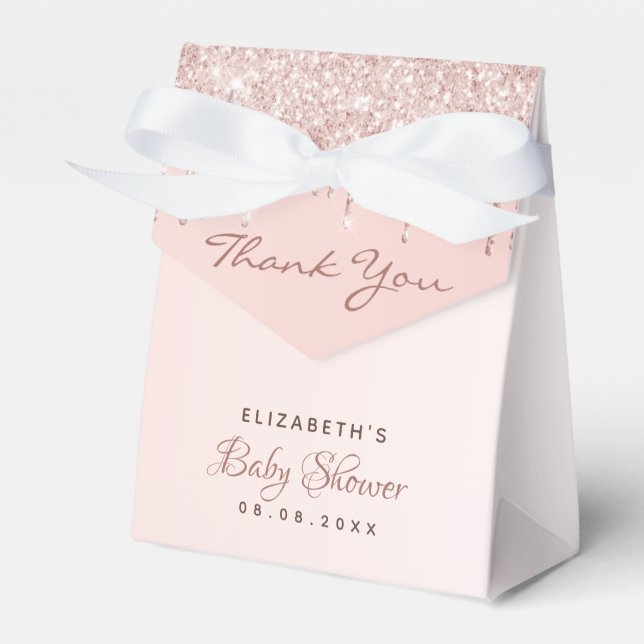 Baby Dusche Rose Goldene Rosa Mädchen Vielen Dank Geschenkschachtel (Vorderseite)