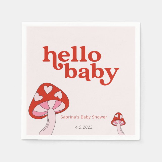 Baby-Dusche Rot und Rosa Serviette (Vorderseite)