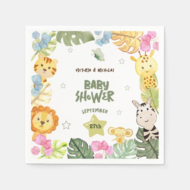 Baby Dusche Safari Themed Boho Dekoration Serviette (Vorderseite)